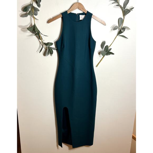 Cinq a Sept Emerald Green Midi Dress LAST CALL - Picture 1 of 6